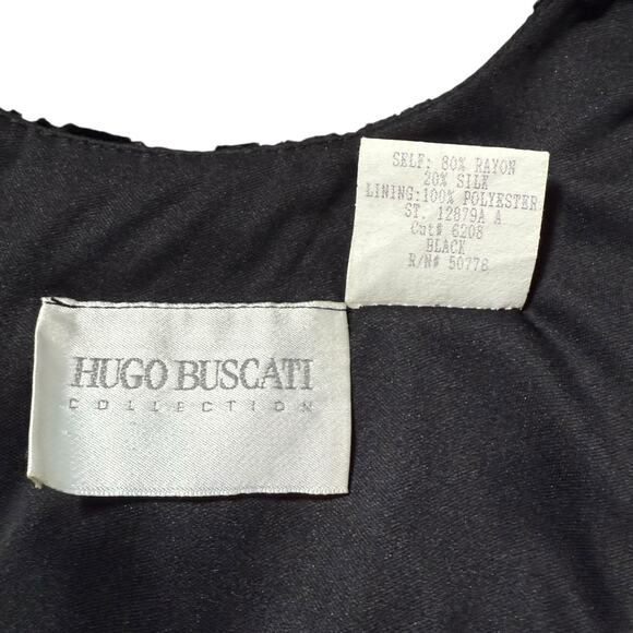 Vintage Hugo Buscati Collection Sleeveless Mini Dress Velvet Burnout Black 2P - Picture 4 of 9